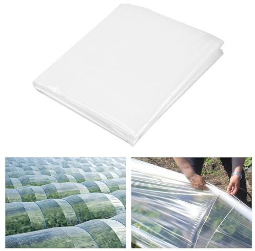 2M X 10M Extra Thick Polythene Plastic Sheeting, Heavy Duty Clear Polythene Sheeting Dust Waterproof Cover Sheets for Greenhouse,Agriculture,Garden Grow,Building Rubble Protection(250Mu / 1100G)