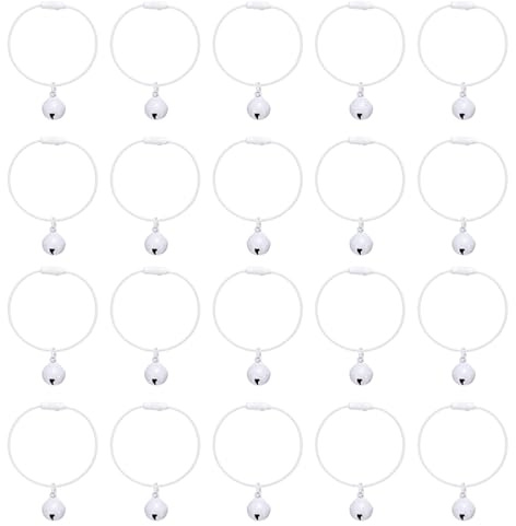 QUARKZMAN 20Pcs Portachiavi In Filo, 1.6mm 2.6Pollici Anello Portachiavi Con Campanella, Anelli In Metallo Campanella Pendente Per Chiavi, Etichette Bagaglio, Artigianato, Fai Da Te