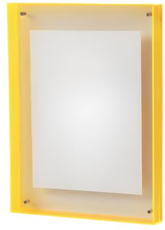 MONYRA Acryl Bilderrahmen Transparent Doppelseitig – Fotorahmen Stehend & zum Aufhängen mit Farbigem Rand, Rahmenloser Fotoblock für Wand & Tisch Deko, Acrylglas Neon Bilderhalter (Gelb, 21x30cm)