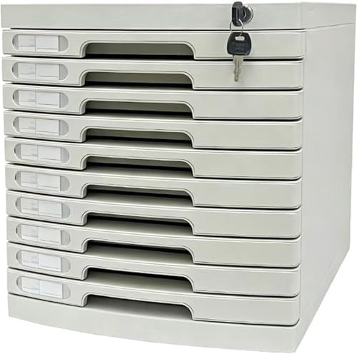 Schreibtisch-Schubladenorganizer mit 2-14 FäChern Und Schloss, AbschließBare Schubladenbox mit 2-14 FäChern, Kunststoff-Aktenaufbewahrungsorganizer(Medium (10 Layers))