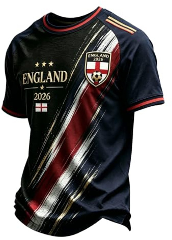 Men's England World Cup Soccer Shirt Breathable Lightweight Short Sleeve Crew Neck Athletic Tops for Supporters and Fans