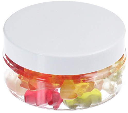 Tiegel XXL Pot de PET 100 ml transparent, plat, avec couvercle en plastique, blanc, 30 pièces