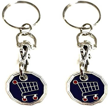 2 X NEW SHAPE 12 Edge Sided Trolley Token £1 Coin Pound Shopping Key Ring Clasp Supermarket Locker Gift(TROLLEY DESIGN)