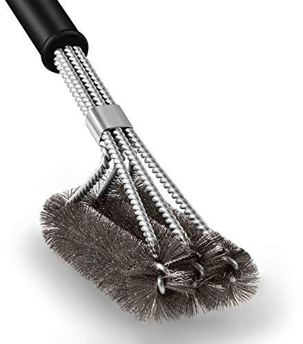 Sourl Brosse de Nettoyage pour Barbecue - Brosse 3 en 1 de 45cm en fil d’acier inoxydable tissé - Convient pour barbecue à charbon, électrique et à gaz - Anti-rouille, ergonomique et efficacex