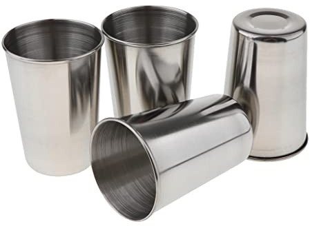 P Prettyia 4 x Edelstahl Becher Set Wasser Trinkbecher Edelstahltassen für Picknick Reise Outdoor - 150 ml