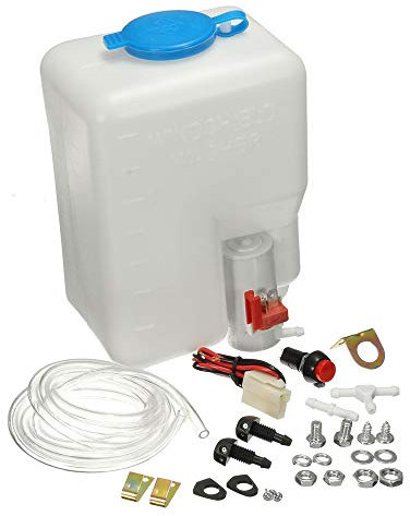 Carrfan Kit Serbatoio Pompa lavavetri Universale Pompa 12V 1.8L Serbatoio Sistema tergicristallo