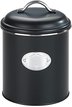 Wenko Barattolo Nero ermetico 1,6 l, Metallo Verniciato a Polvere