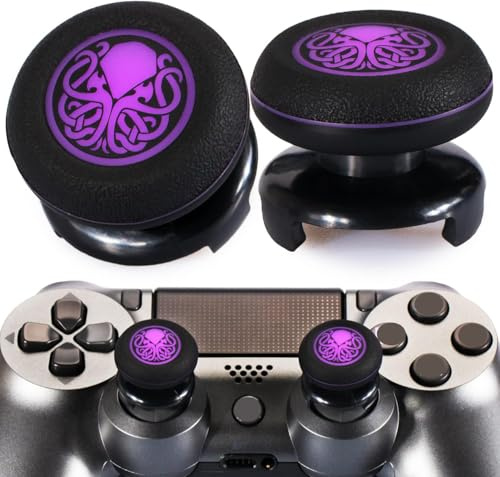 Playrealm FPS Thumbstick Extender & Drucken Gummi Silikon Griffabdeckung Thumb Grip Aufsätze 2 Sätze für PS5 & PS4 Controller(Cthulhu Abyss Purple)
