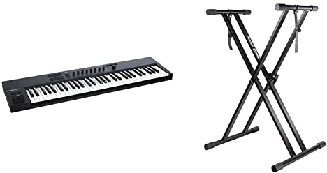 Native Instruments Komplete Kontrol A61, 61 Tasten & Rockjam Xfinity Doublebraded Pre Montage Tastaturständer mit Sperrgurten