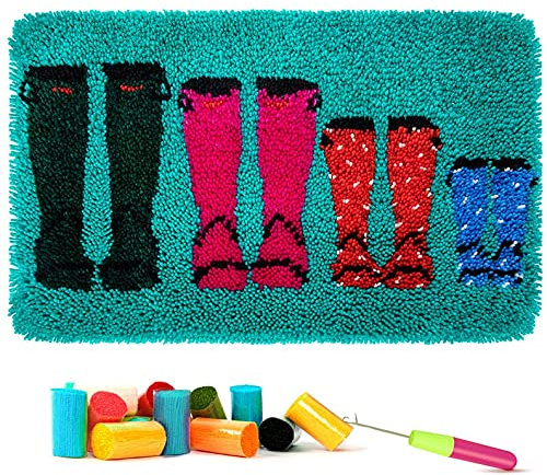 ROCKY&CHAO Knüpfteppich Zum Selber knüpfen, Knüpfsets 60x40cm Latch Hook Kit Selbst Knüpfen Set für Erwachsene