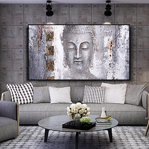 HSFFBHFBH Abstrakte Buddha Malerei Leinwanddrucke Große Moderne Buddha für Wohnzimmer Wohnkultur Gemälde für Innenwandkunst 80x160cm (32''x63'') Innenrahmen