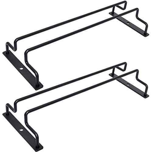 Zoohot 27,5 cm Weinglasregal – unter dem Schrank, Stielglashalter, Gläser, Aufbewahrungsbügel, Metall-Organizer, Schwarz (1 Reihen, 2 Stück)