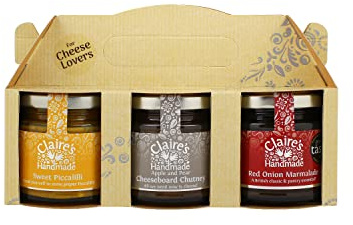 Claire's Handmade - for Cheese Lovers Pack (3x130g) - Sweet Piccalilli, Red Onion Marmalade & Cheeseboard Chutney, Perfect Gift, Suitable for Vegetarian, Vegan & Gluten Free Diets, GMO Free