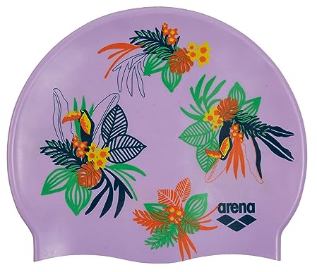 Arena Unisex Junior Print Swim Cap for Boys and Girls, 100% Silicone, One Size, Toucans