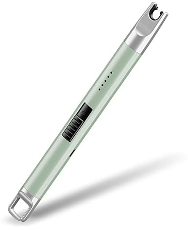 Plasma Lighter, Electronic Lighter, Ignition Lighter, Electric, USB Lighter, Power Display, Rechargeable, Fire Starter, Flameless, Windproof, Slim, Candle, BBQ, Grave Visit, Outdoor Lighter (Green)