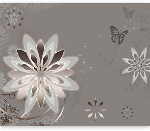 murando - Fototapete Premium-Vlies e Blumen 250x193cm Foto Tapete Schlafzimmer Wohnzimmer Vliestapete XXL Motivtapeten Bildtapete 3d Effekt Wand Dekoration orientalische Muster Schmetterlinge grau