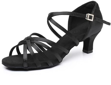 Rosefinch Zapatos de Baile Latino para Mujer, Zapatos de actuación de práctica de Baile de Salsa para Fiesta de salón,5/7cm tacón
