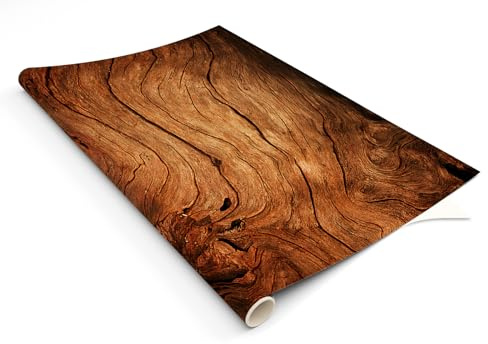 HUBDECO - Klebefolie für Möbel - Dekor Möbelfolie Holzoptik - Folie für Möbel - Möbelfolie Selbstklebend - Holzmaserung Tapete - Klebefolie Küchenfronten - Matt - 100x50 cm - Modell 9
