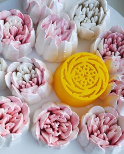 lrsweetdesign Bocchetti russi №5, 2 tulipani e foglie per sac à pochette, set da 3, XXL, diametro 5 cm, plastica biologica