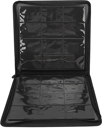 Sammelkartenordner, Kartensammelordner, Albumordner, Kartenhalter Mit 12 Fächern, PU-Leder, 480 Seitentaschenordner Mit Reißverschluss, Blau(Schwarz)