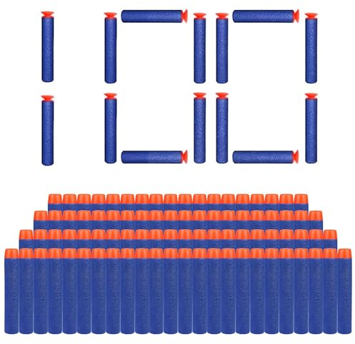 Balle en Mousse, Fléchettes Nerf, Fléchettes 7.2cm, Flechette Recharge 100 Pièces, pour N-Strike Elite Series Kid Toy Gun, Doux Fléchettes Balle,Flèche Munition Accessoire Bullet de Plein Air Enfants