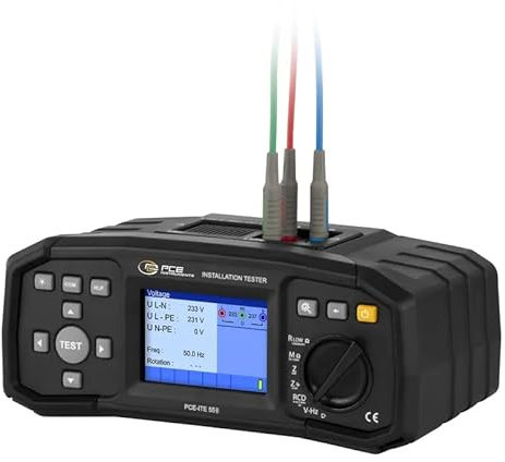 Comprobador de instalaciones PCE-ITE 55A con correa de sujeción/Comprobación rápida en instalaciones fijas/Resistencia de aislamiento/Impedancia de bucle de defecto/PCE Instruments