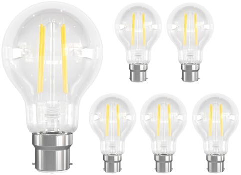 LUTW Lot de 6 ampoules LED Edison à baïonnette équivalentes à 60 W, ampoules LED B22 6 W 690 lm, économie d'énergie, blanc chaud 2700 K, intensité non variable, pour éclairage intérieur