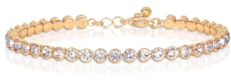 ZAVANA Pulsera de tenis para mujeres y adolescentes, pulsera de diamantes con piedras blancas brillantes, joyería de fantasía con caja de regalo, 7 inches