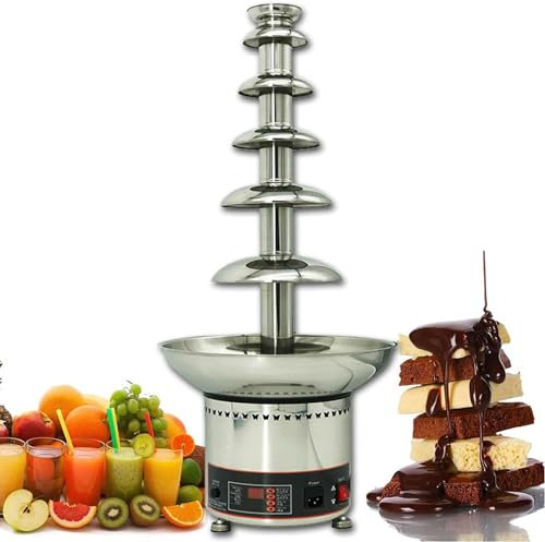 FLTRGO Fontana di Cioccolato, Macchina per Fontana per fonduta di Cioccolato a 6 Livelli, Set di pentole per fonduta in Acciaio Inossidabile 304 con capacità di 6 kg per cioccolatini, Ranch