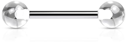 beyoutifulthings Zungen-piercing Acryl-Ball Clear leuchtende UV-Kugeln 6-mm Silber Universal-Piercing Chirurgenstahl Barbell-s Stab-länge 16-mm
