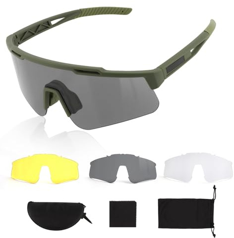 ToopMount Lunettes de Sport, Lunettes de Tir Tactiques Antibuée avec 3 Verres Interchangeables, Lunettes de Protection UV400 Airsoft, Lunettes pour Cyclisme, Randonnée, Course à Pied