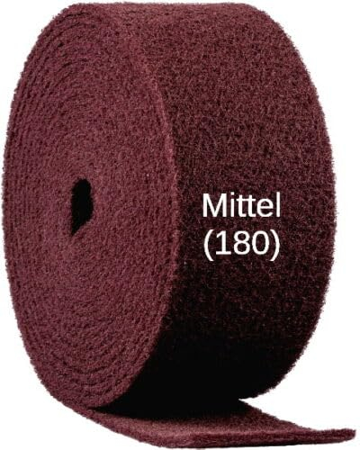 Contura - Rotolo di tessuto non tessuto abrasivo, 1000 mm, grana 180, carta vetrata in acciaio inox, legno, metallo