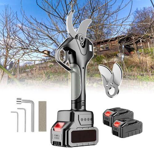 FANYING Tijeras de podar eléctricas inalámbricas de 45 mm con pértiga Extensible, 2 baterías y 1 Cargador incluidos, podadoras de Ramas eléctricas Profesionales