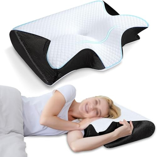 YZDUOJIN Nackenkissen aus Memory-Schaum, 2-in-1-ergonomisches orthopädisches Konturkissen gegen Nackenschmerzen, konturierte Stützkissen for Seiten- und Rückenschläfer im Bauchbereich