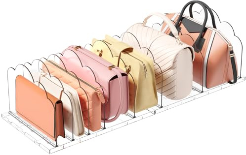 Lifewit Purse Organizer for Closet, Clear Handbags Storage Organizer, Adjustable Clutch Purse Storage Organizer Holder for Closet, 2 Pack Bookshelf Dividers for Sweater in Bedroom 35 x 24 cm/14 × 9.5
