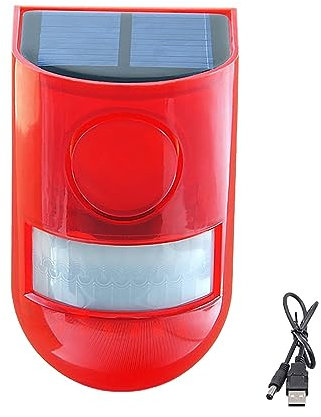 Détecteur de mouvement - Alarme sonore LED - Lumière rouge clignotante - Équipement d'extérieur pour le rangement de la maison et les travaux manuels - Pour enfants de 4 à 8 ans (rouge, taille unique)