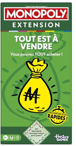 Monopoly Expansion, Everything Is For Sale (Classic Monopoly Game Required to Play) - French Version, Ages 8+