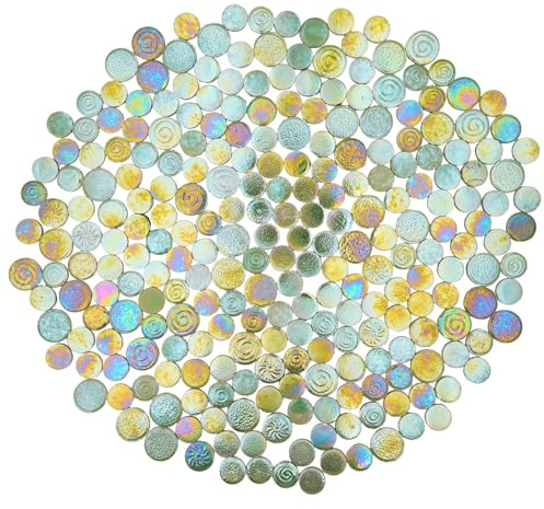 Yuvori 0,5 kg irisierende runde Keramik-Mosaikfliesen, DIY für Badezimmer, Küche, Wohnzimmer und Garten (grün)