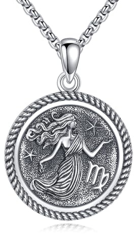 URONE Collana con segno zodiacale, in argento 925, con ciondolo a costellazione, per donne, uomini, donne e uomini, misura unica, Argento sterling, Non pietra preziosa