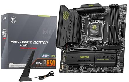 MSI mag B850M Mortar WiFi - Placa Base Compatible con AMD Ryzen 9000/8000 / 7000 Series, DDR5, PCIe 5.0 y PCIe 4.0, Wi-Fi 7 y Bluetooth 5.4