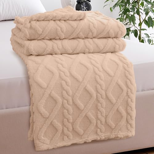 Couverture douillette en polaire et laine - 150 x 200 cm - Moelleuse - En peluche chaude - Douce - Pour décoration de chambre à coucher, canapé - Cadeau pour maman, femme et petite amie - Kaki
