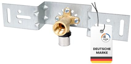 Sanpro 3 x Pressfitting Einzel Wandscheibe + Montageplatte abgewinkelt, Größe 16x2 - Stichmaß einzel (pressfitting montageplatten wandwinkel wandscheibe abgewinkelt dvgw STECKFIT) (Pack à 3 Stück)