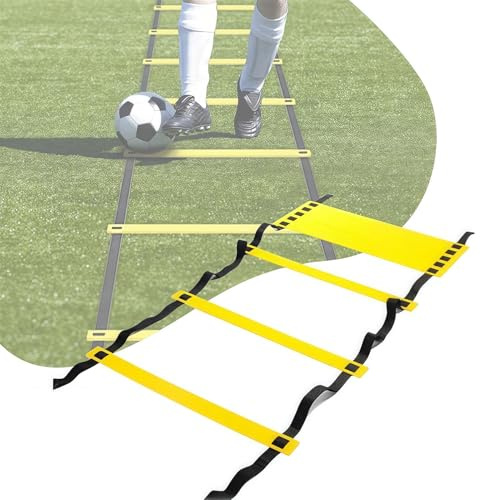 SAYEYBU Leichte Schnelligkeits Trainingsleiter, Agility Leiter, FußBall Schnelligkeits Trainingsleiter, Agility TrainingsgeräT für FußBall, Tennis, Basketball mit Tragetasche,8m/16Rung