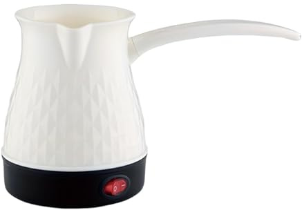 Milageto Espressokocher, 500 ml elektrische türkische Kaffeekanne, Edelstahl-Kaffeekessel, Teekessel mit Henkel, Wasserkocher für Haushalt Café Büro, Einfach Weiß