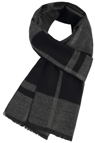 Yxelydriail Mens Scarf Winter, Long Soft Plaid Cashmere Scarf Men, Classic Knit Scarf Great Gifts for Dads, Friends, Husbands (Black, onesize)