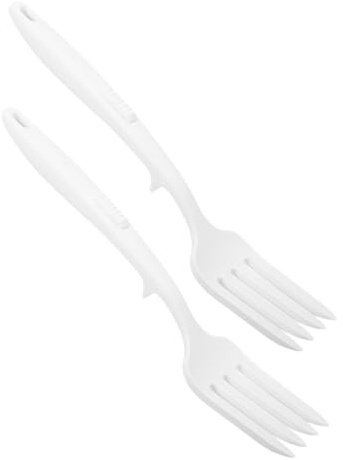 Tenedores de Pasta de Silicona Blancos, 2 Piezas, Mango Largo