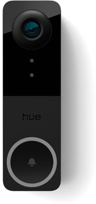 Philips Hue Secure kabelgebundene Video-Türklingel, Außenkamera mit farbechter 2K-Auflösung, Weitwinkelansicht & Infrarot-Nachtsicht, Meldungsauslösung, 2-Wege-Audio Türsprechanlage, schwarz