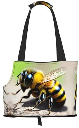 Adatto per cani e gatti di piccola taglia, borsa a tracolla portatile con stampa di piccole api, borsa a tracolla per shopping e viaggi a doppio scopo