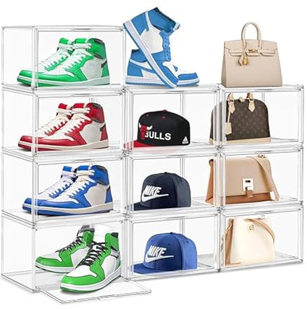 MADEHAY Transparente Acryl Boxen Staubdichte Aufbewahrung Vitrine Schaukasten für Schuhe bis Größe 46，Modellautos Action-Figuren (1, 36x27x23cm)