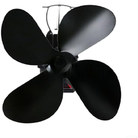 CNANRNANC Ventola per bruciatori a legna, struttura in alluminio con design a 4 lame per una migliore circolazione dell'aria, adatto per stufe a legna e stufe a pellet